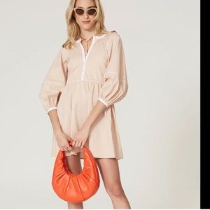 Staud Mini Demi Dress Biscotti Sz Large